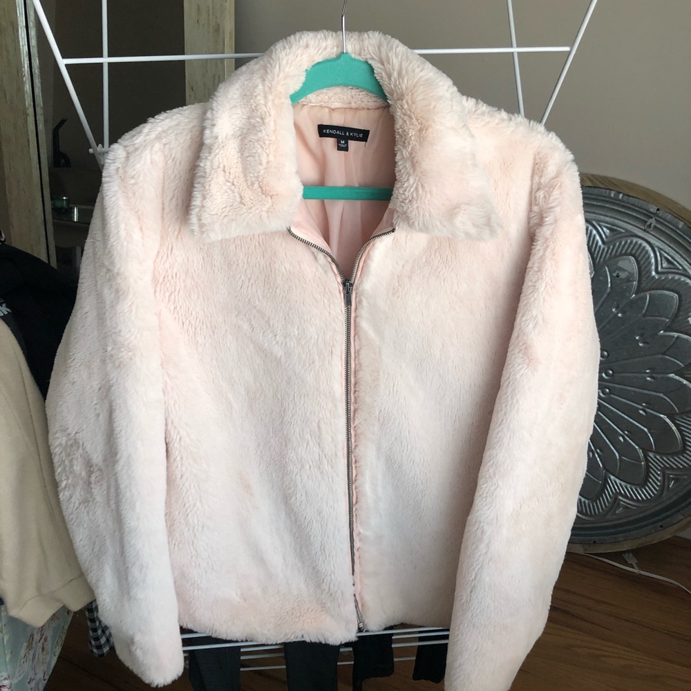 Kendal & Kylie pink faux fur coat